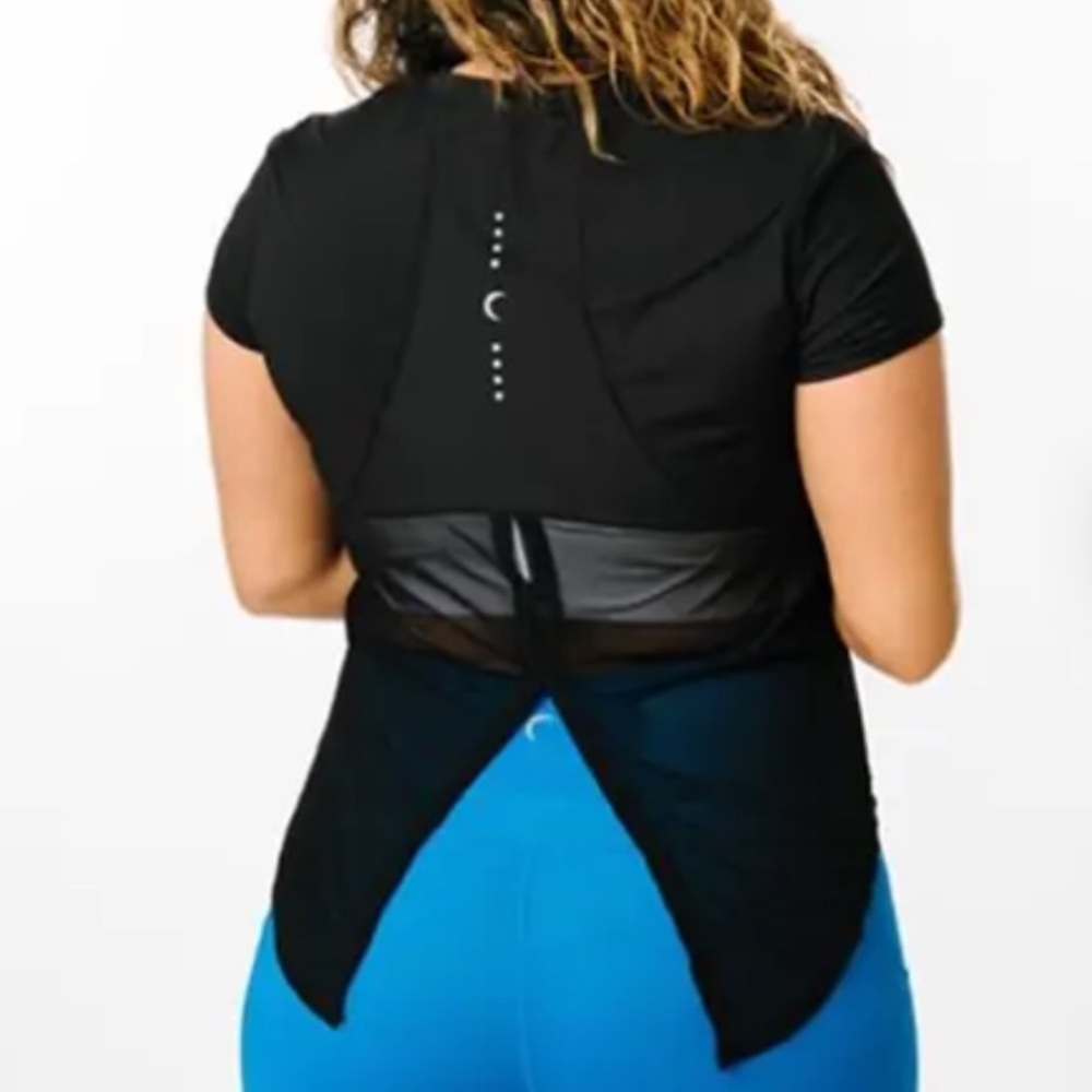 Zyia Active Short Sleeve Split Back Mesh Top, Size XS